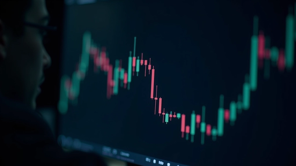 Finansiell tradingskjerm som viser prisvolatilitet og indikatorer