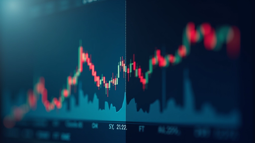 Prisdiagram som sammenligner lav volatilitet-periode (flat linje) med høy volatilitet-periode (mange opp-ned bevegelser)