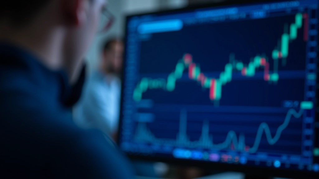 Grafikkdiagram viser prislinjer og indikatorer på handelsskjerm med lysestaker