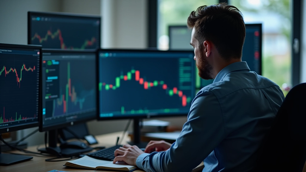 Trader analyserer markedsbevegelser og prisgrafer på tradingskjerm