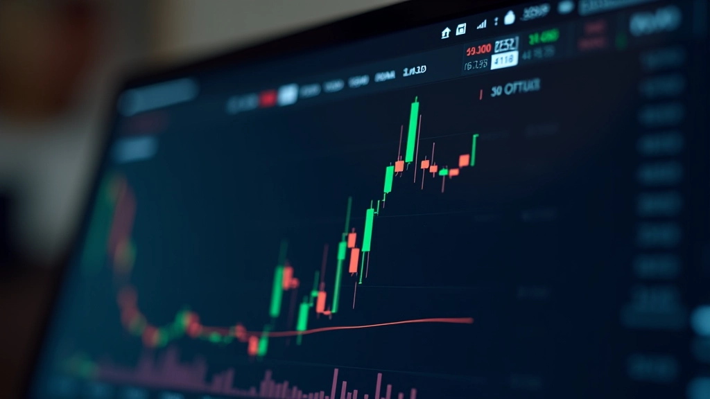Handelsdiagram viser Average True Range (ATR) indikator under prislinjen